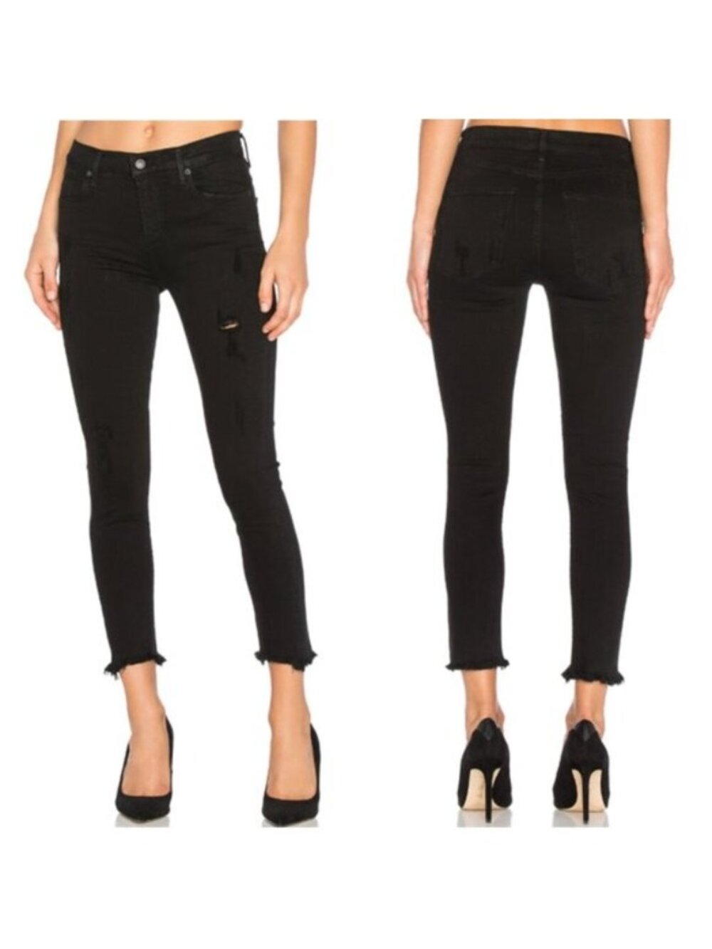 AGOLDE Sophie High Rise Skinny Crop in Black - 28